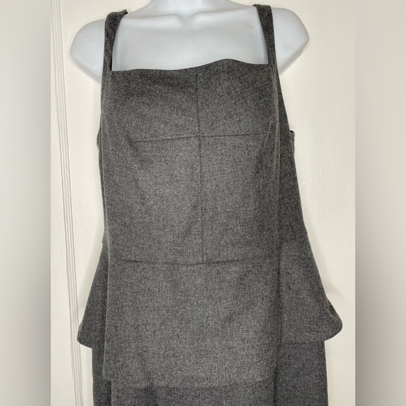 BANANA REPUBLIC NWT Italian Herringbone Flannel Peplum Gray Square Neck Dress - Picture 4 of 9